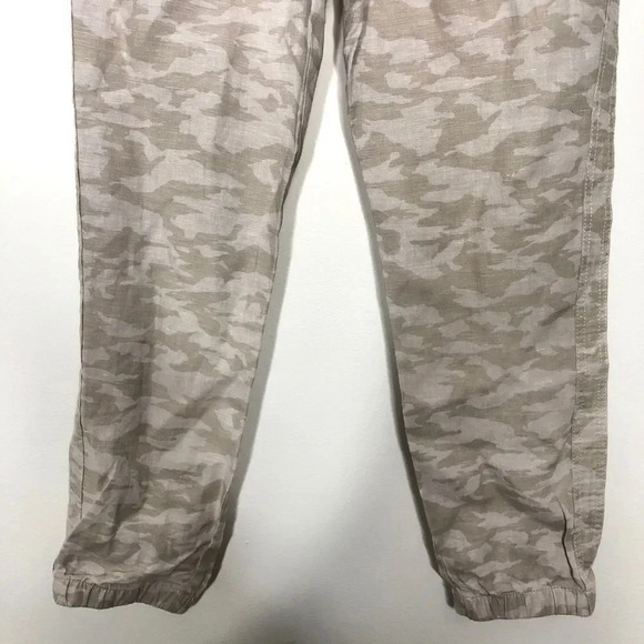 Athleta Cabo Tide Linen Jogger Tan Khaki Camo Print Size 4 - Picture 4 of 12